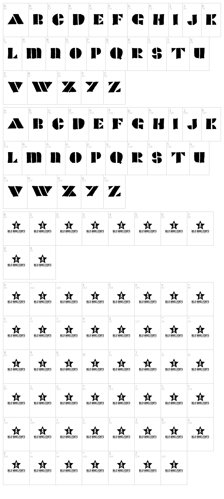 Popcorn font map